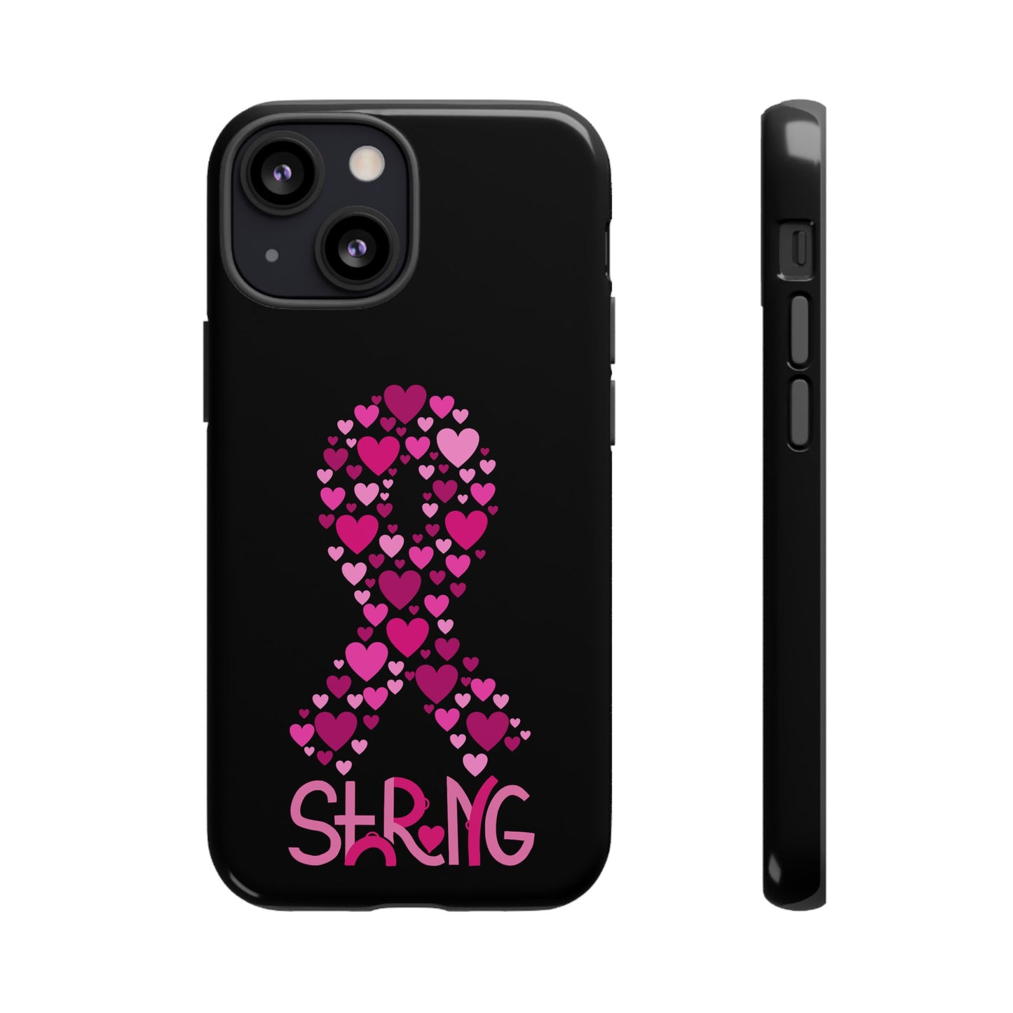 Pink Ribbon Phone Case - Strong Heart Design, Cancer Awareness, Gift for Supporters for IPhone