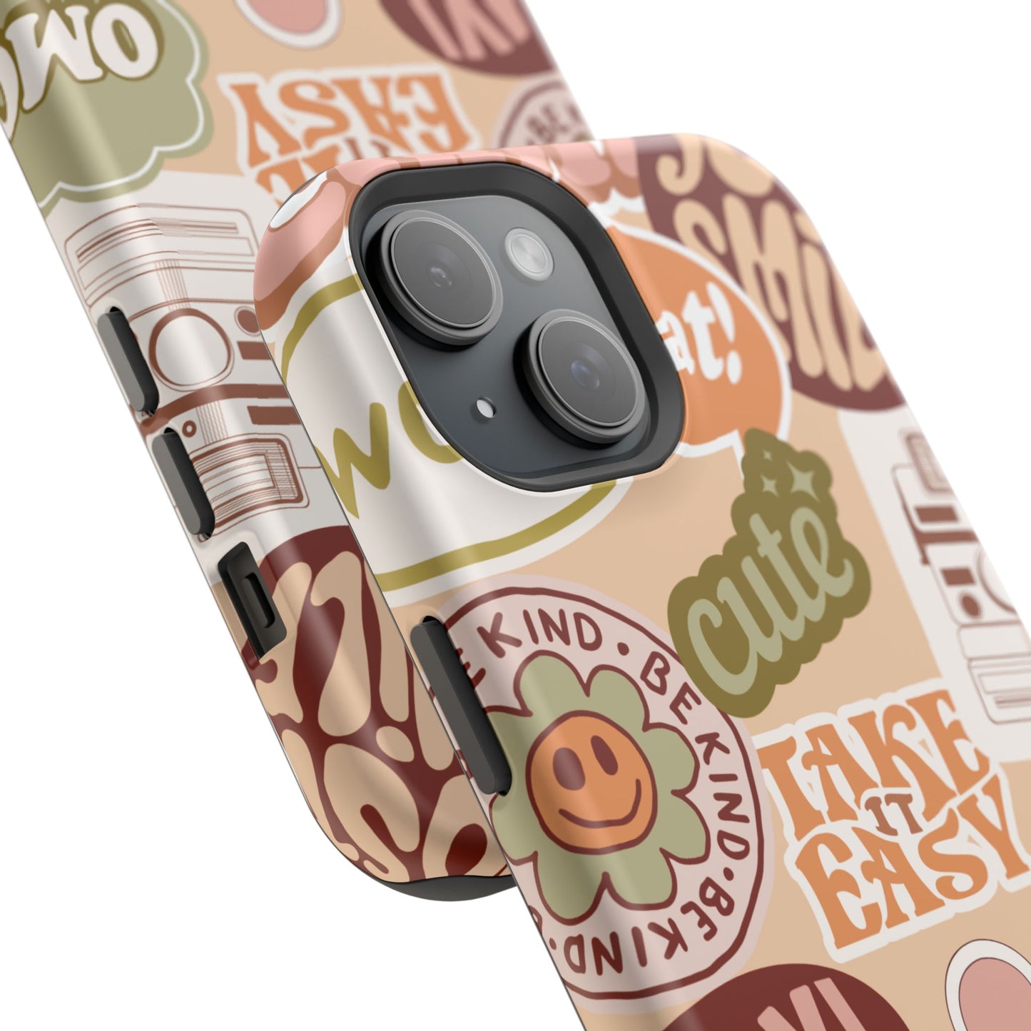 Cute Retro, Positive Affirmation Sticker Phone Case, Funky Phone Cover, Vibrant Design, Ideal Gift for Teens