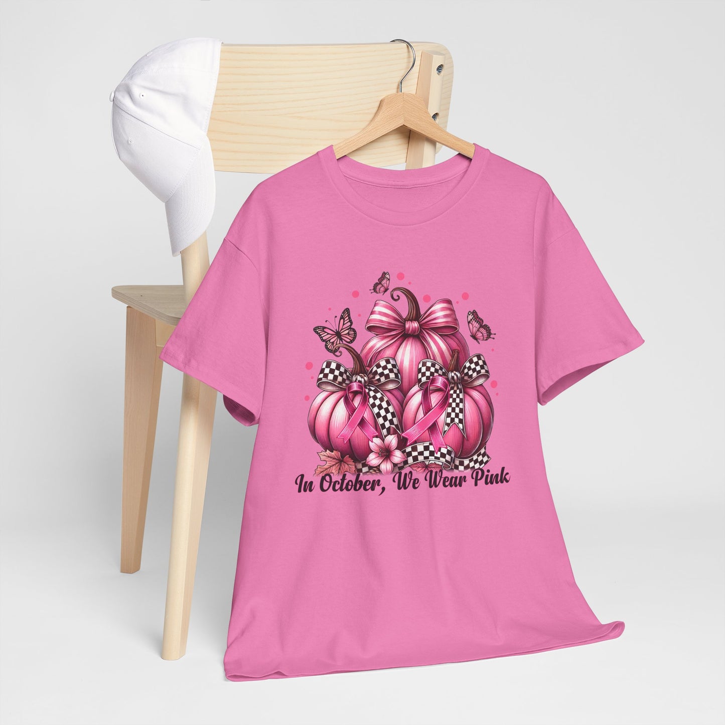'In October, We Wear Pink' October Awareness Unisex Cotton Tee