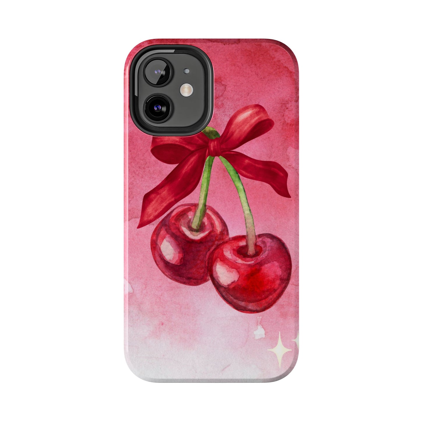 Red Watercolor Cherry and Bow Phone Case