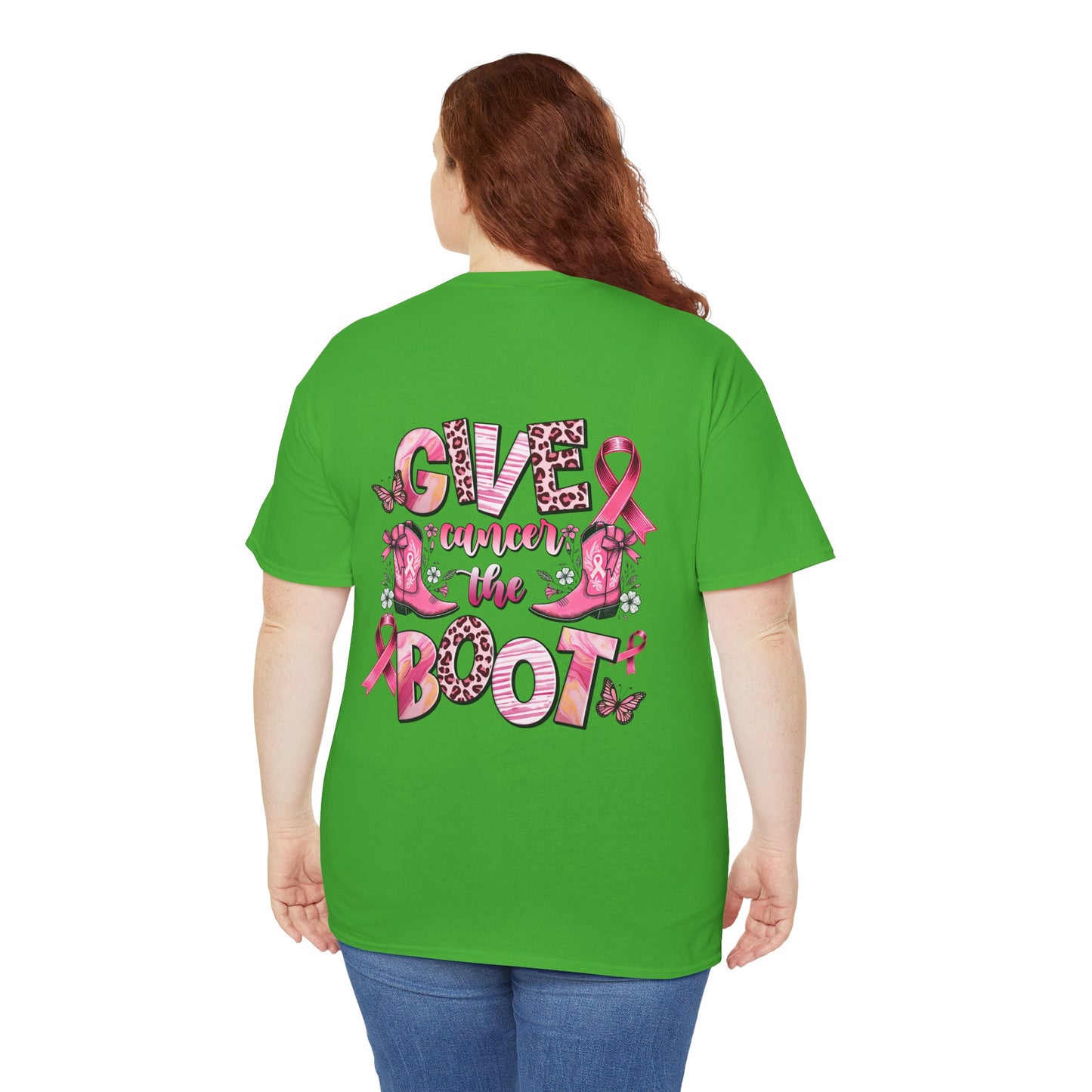 Breast Cancer Awareness Tee - "Give Cancer the Boot" Unisex Cotton Shirt