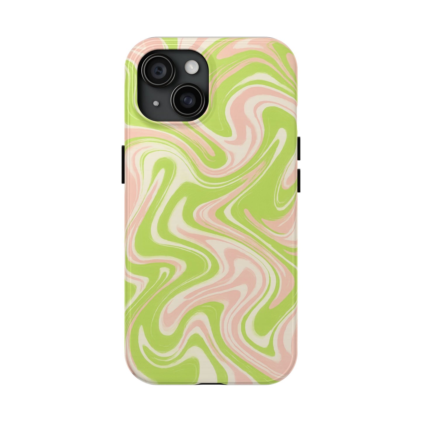 Pink & Green Stylish Tough Phone Case, Durable Protection, Gift for Friends, Colorful Marble Design