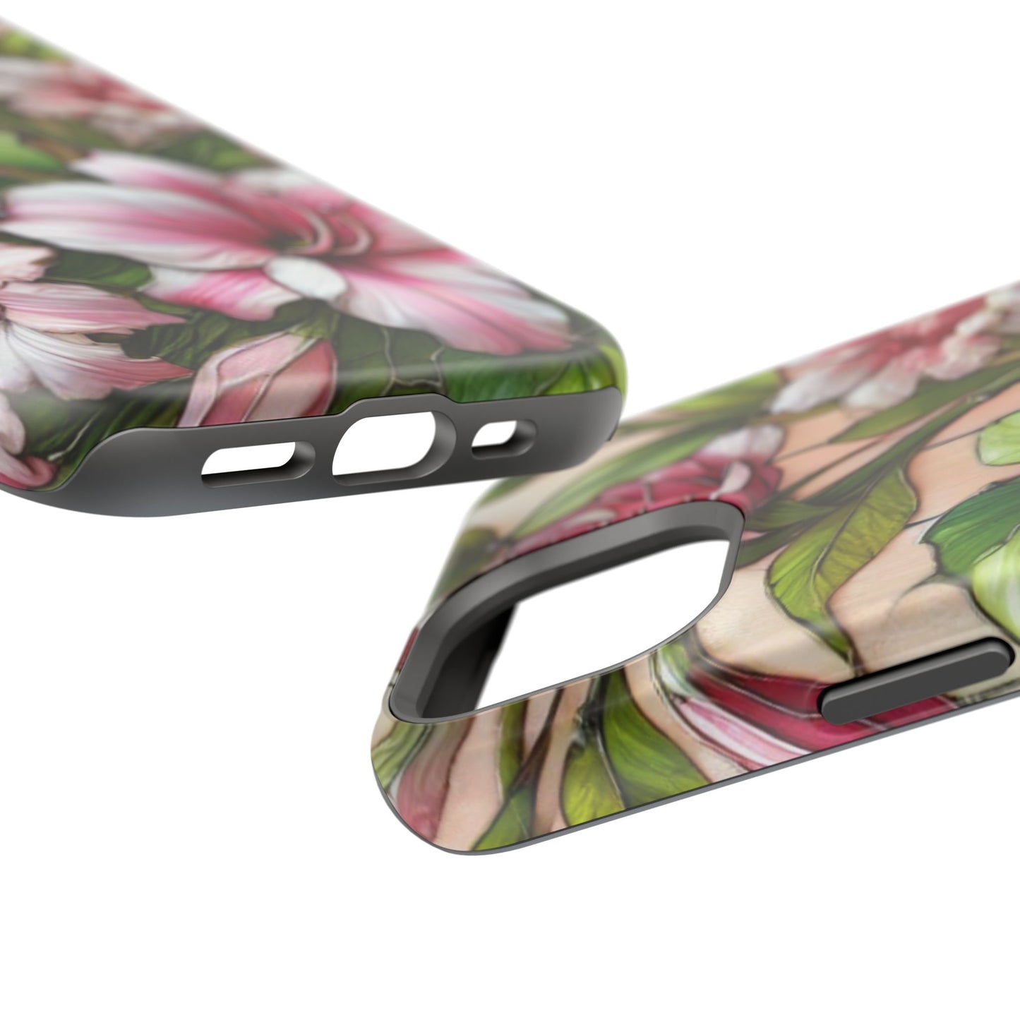 Elegant Pink & Green Floral MAGNETIC Tough Cases - Durable Phone Protection