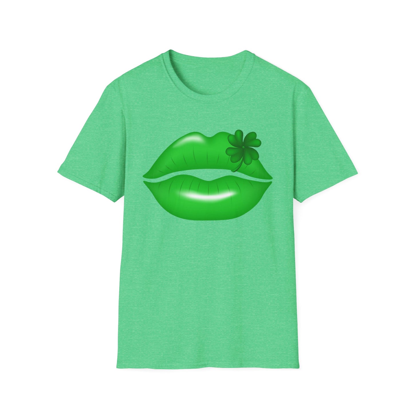 Luck of the Irish Unisex Softstyle T-Shirt - Green Kiss & Shamrock Design