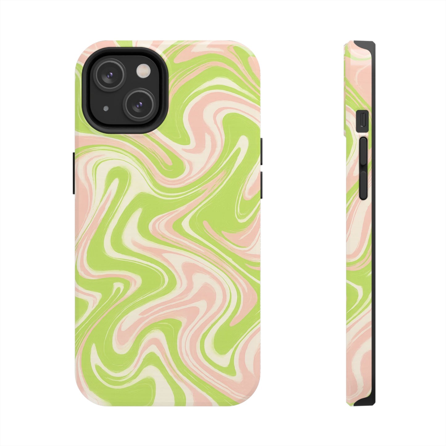 Pink & Green Stylish Tough Phone Case, Durable Protection, Gift for Friends, Colorful Marble Design