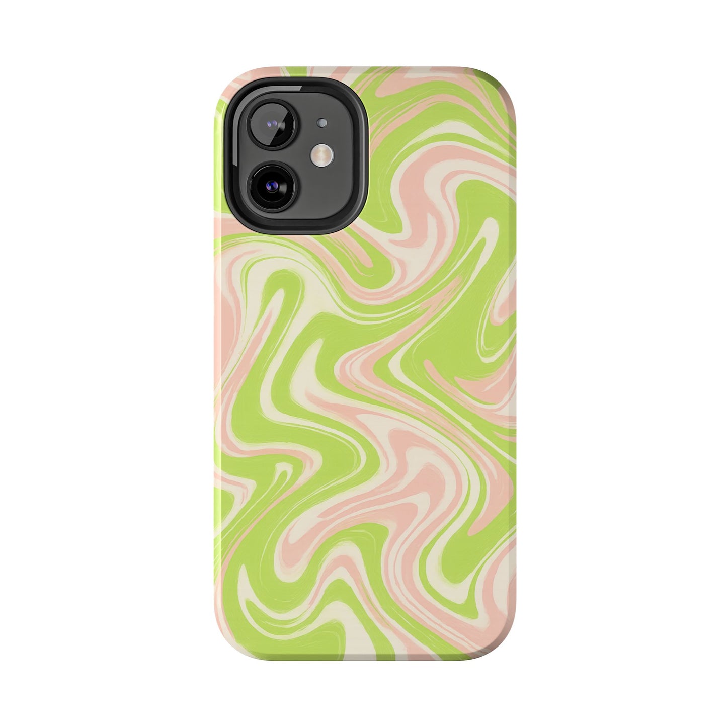 Pink & Green Stylish Tough Phone Case, Durable Protection, Gift for Friends, Colorful Marble Design