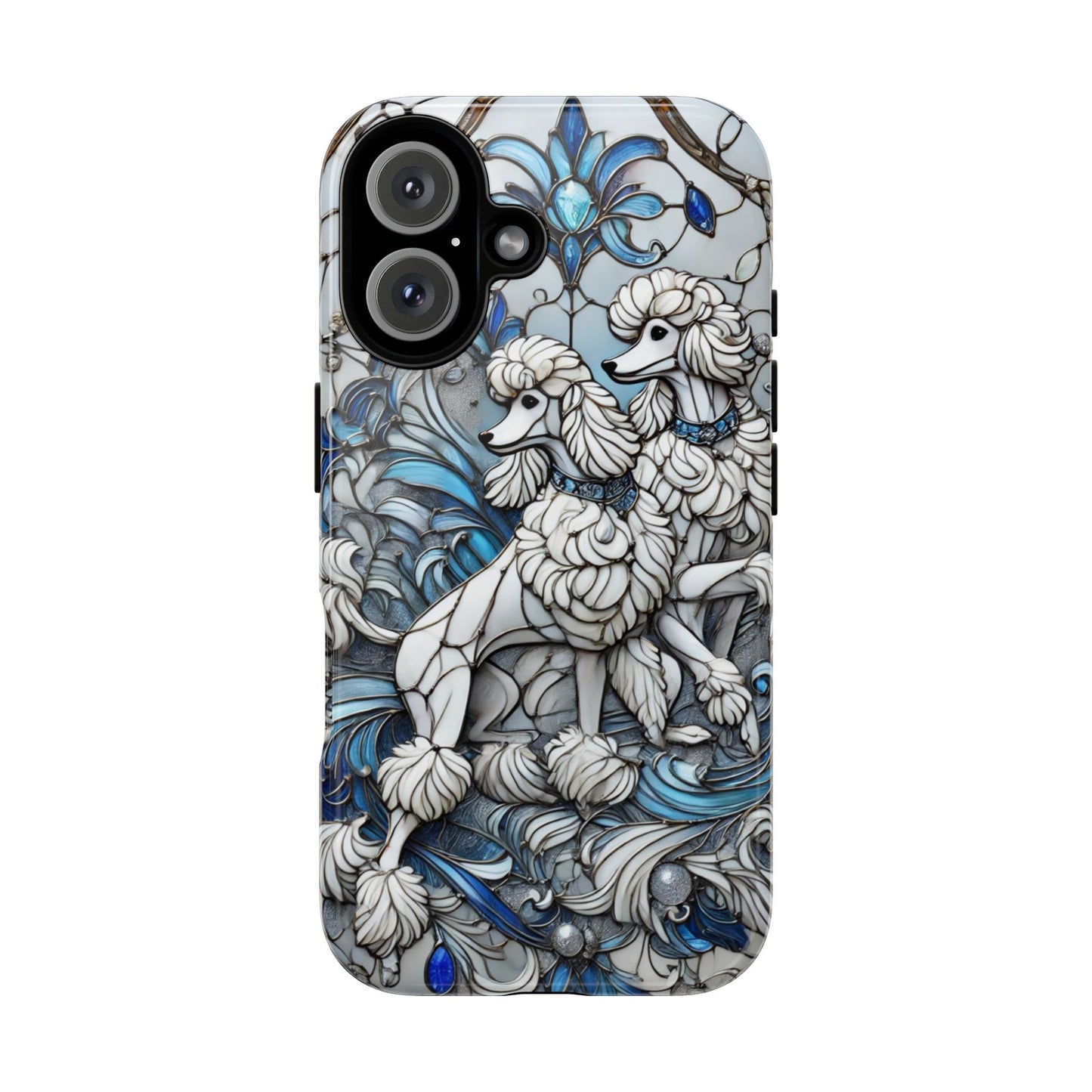 Phone Case - Elegant Blue and White Poodle Art for Samsung Phone