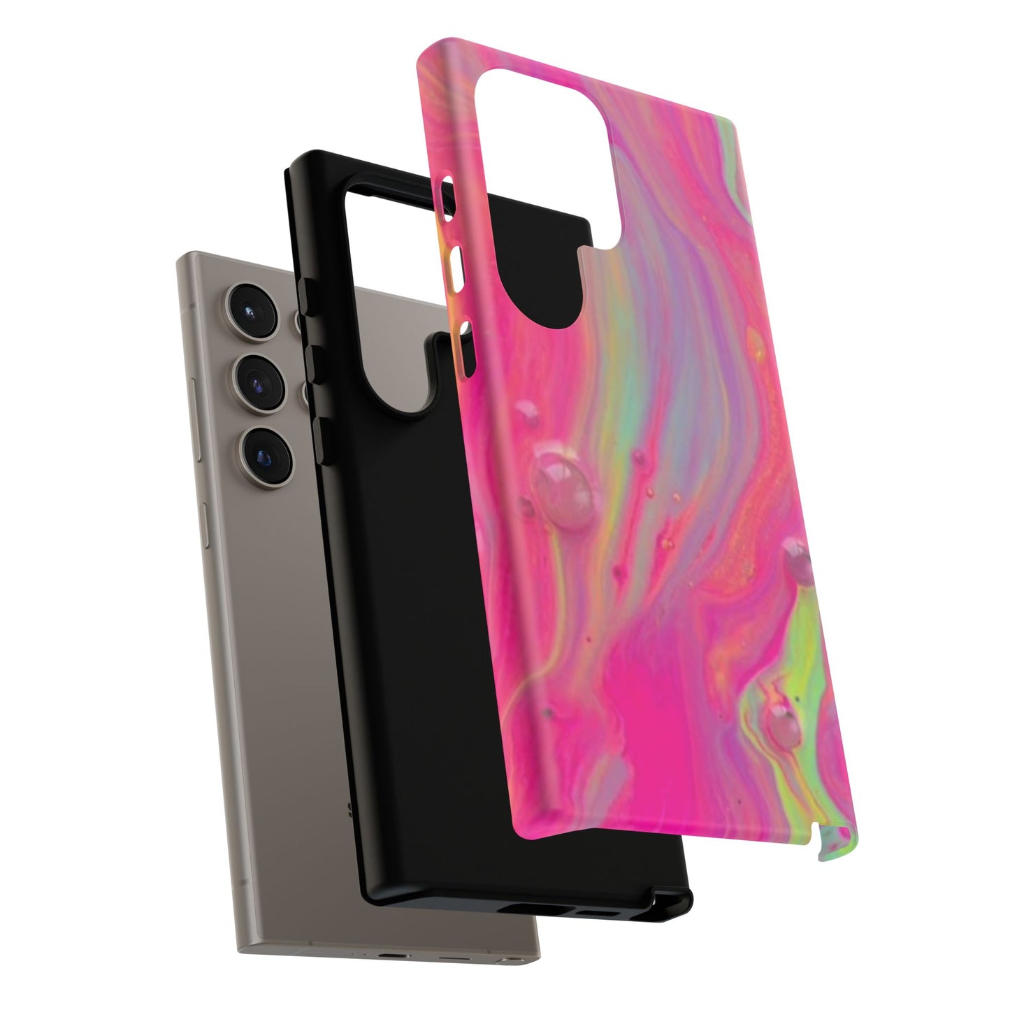 Pink Trendy Futuristic Tough Phone Case with Colorful Abstract Design for Samsung