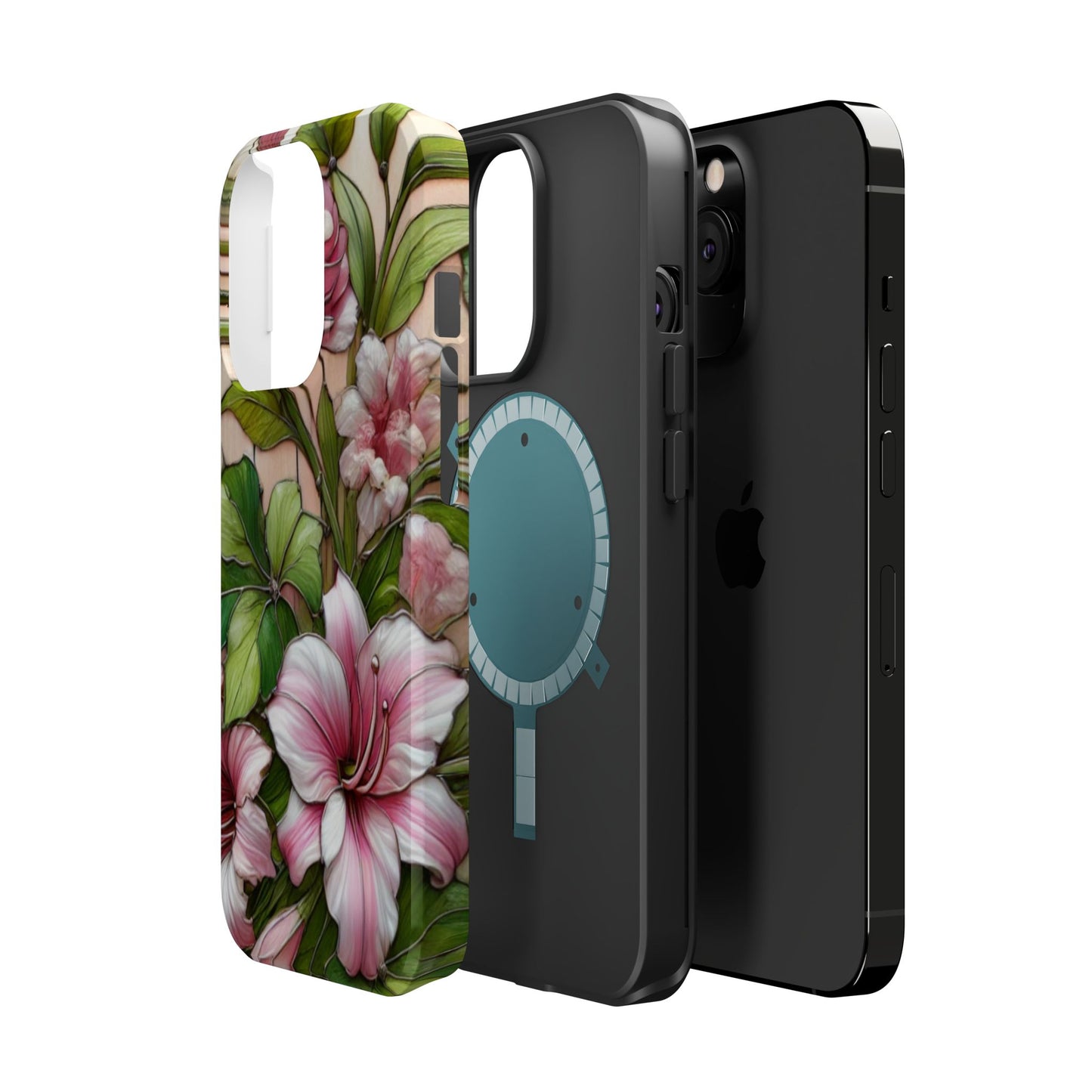Elegant Pink & Green Floral MAGNETIC Tough Cases - Durable Phone Protection