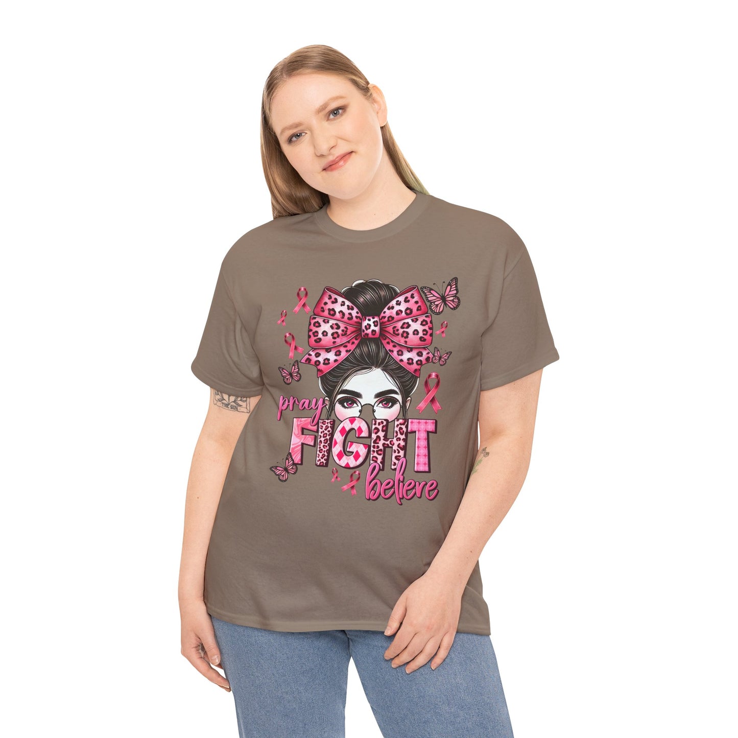 Pray Fight Believe Breast Cancer Awareness Tee