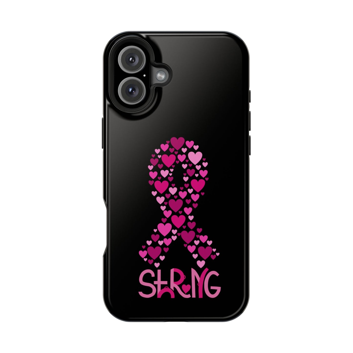 Pink Ribbon Magnetic Phone Case - Strong Heart Design, Cancer Awareness, Gift for Supporters for IPhone