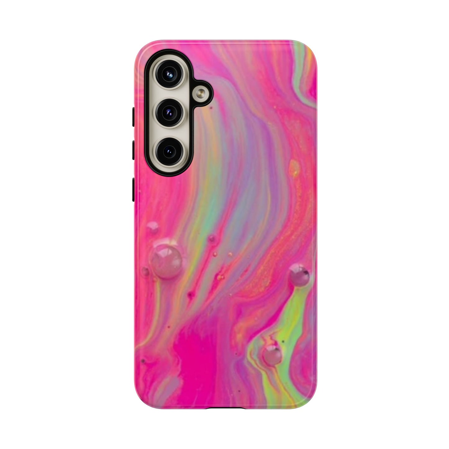 Pink Trendy Futuristic Tough Phone Case with Colorful Abstract Design for Samsung