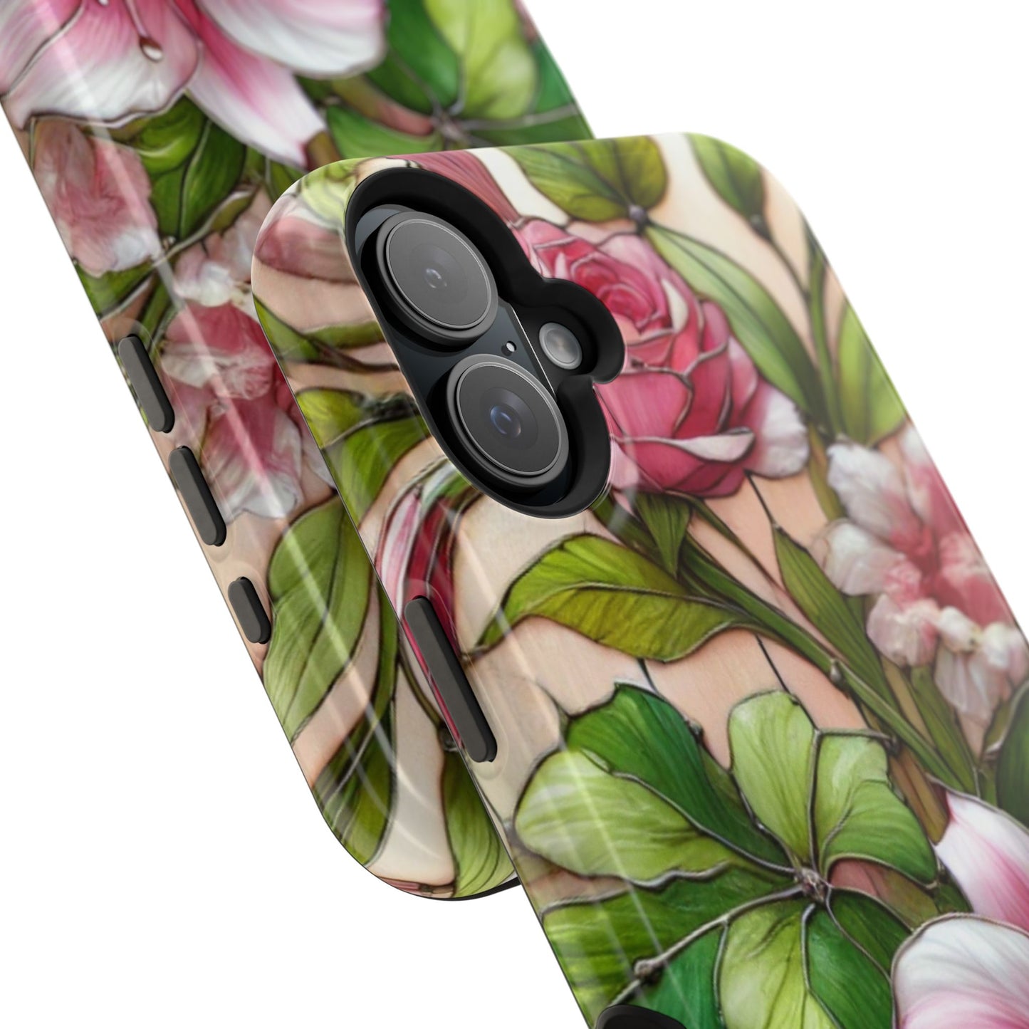 Elegant Pink & Green Floral MAGNETIC Tough Cases - Durable Phone Protection