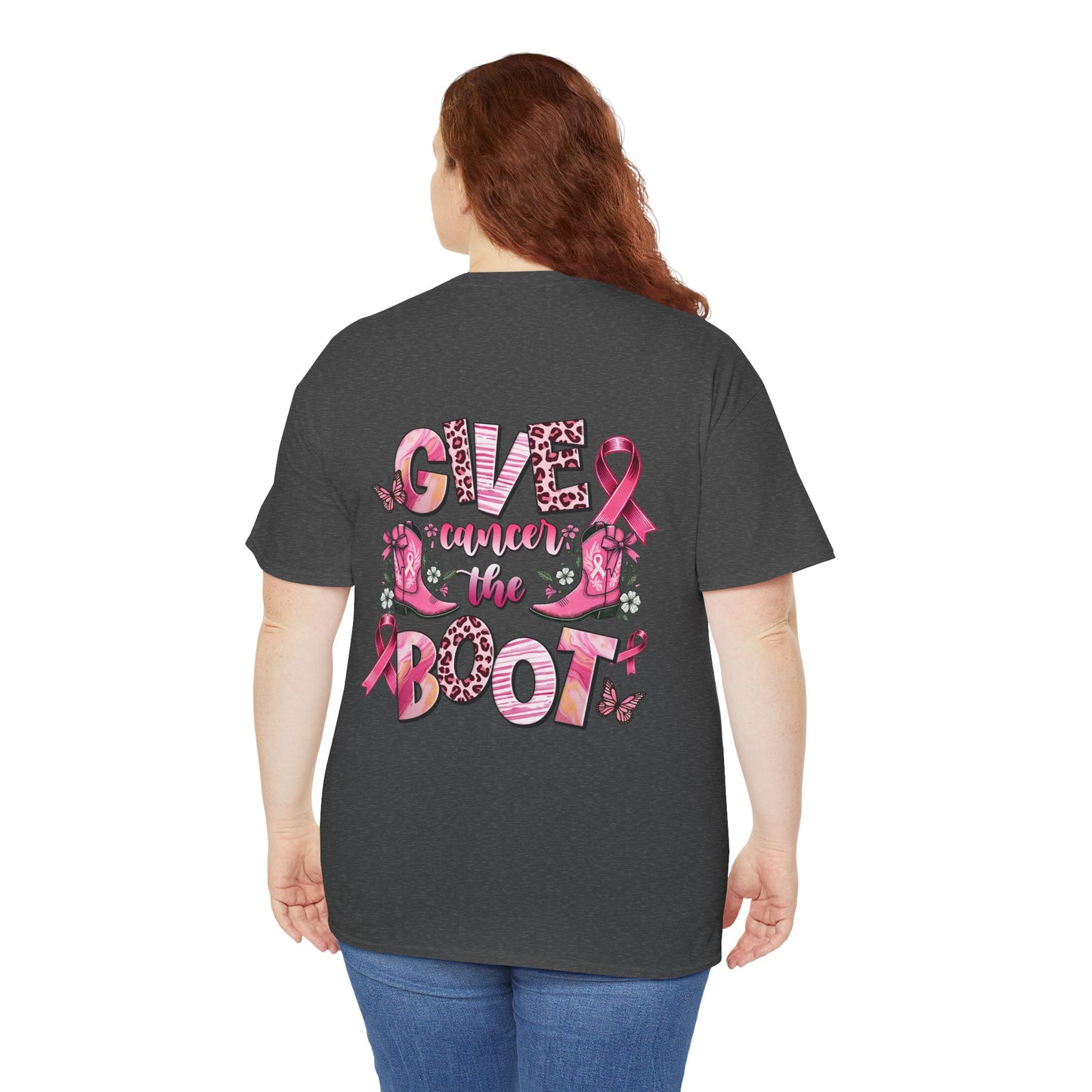 Breast Cancer Awareness Tee - "Give Cancer the Boot" Unisex Cotton Shirt