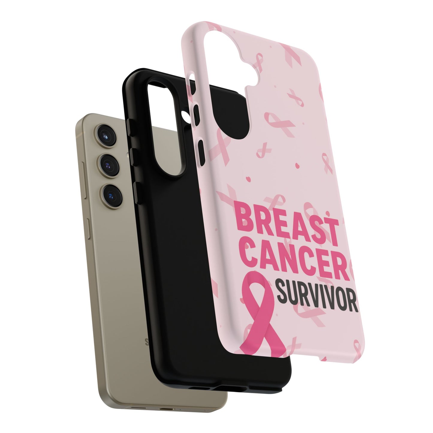 Breast Cancer Survivor Phone Case, Cancer Awareness, Pink Ribbon Design, Tough Cases for Samsung