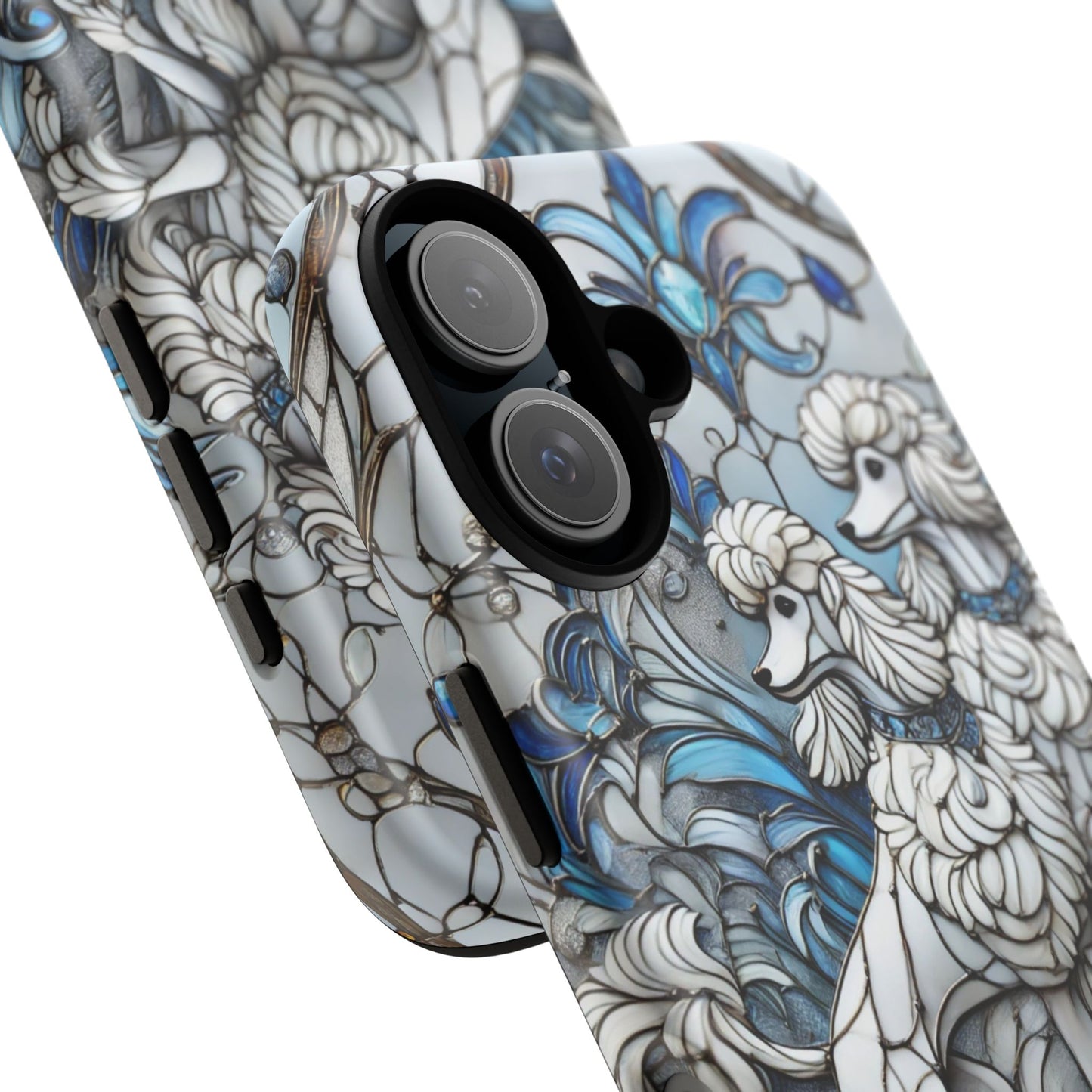 Phone Case - Elegant Blue and White Poodle Art for Samsung Phone