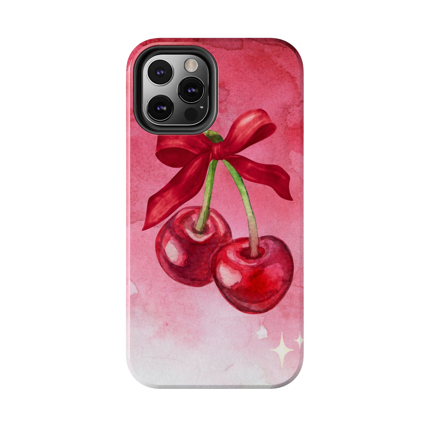 Red Watercolor Cherry and Bow Phone Case