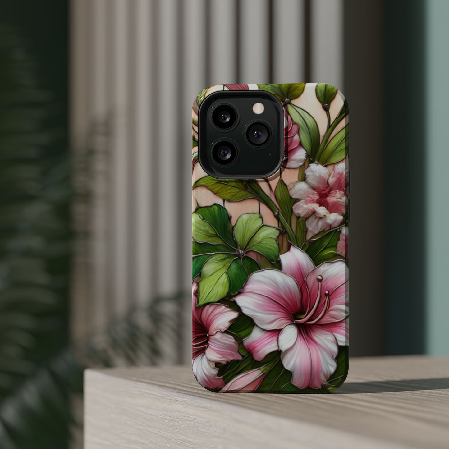Elegant Pink & Green Floral MAGNETIC Tough Cases - Durable Phone Protection