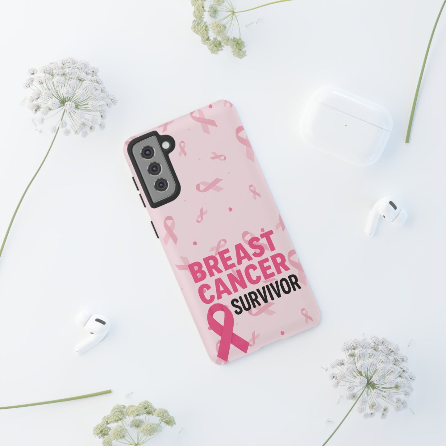 Breast Cancer Survivor Phone Case, Cancer Awareness, Pink Ribbon Design, Tough Cases for Samsung