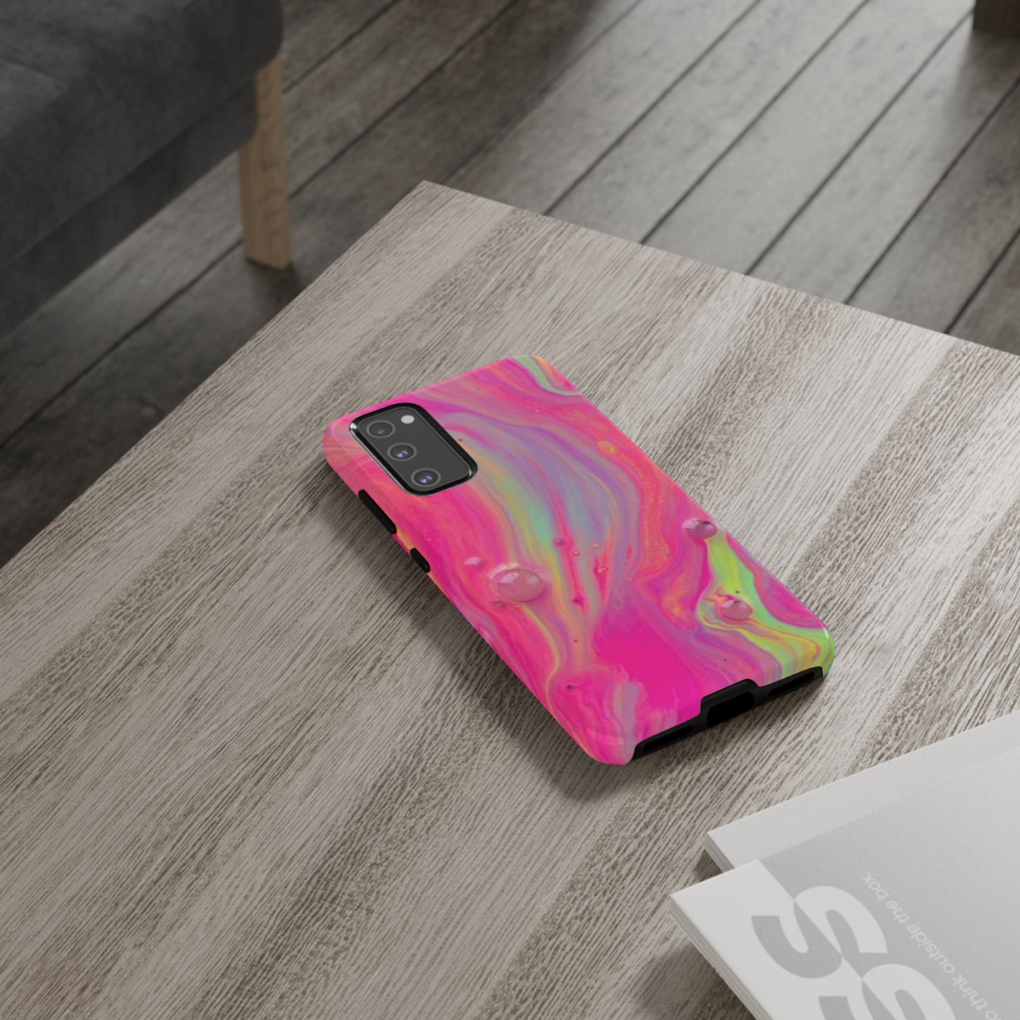 Pink Trendy Futuristic Tough Phone Case with Colorful Abstract Design for Samsung
