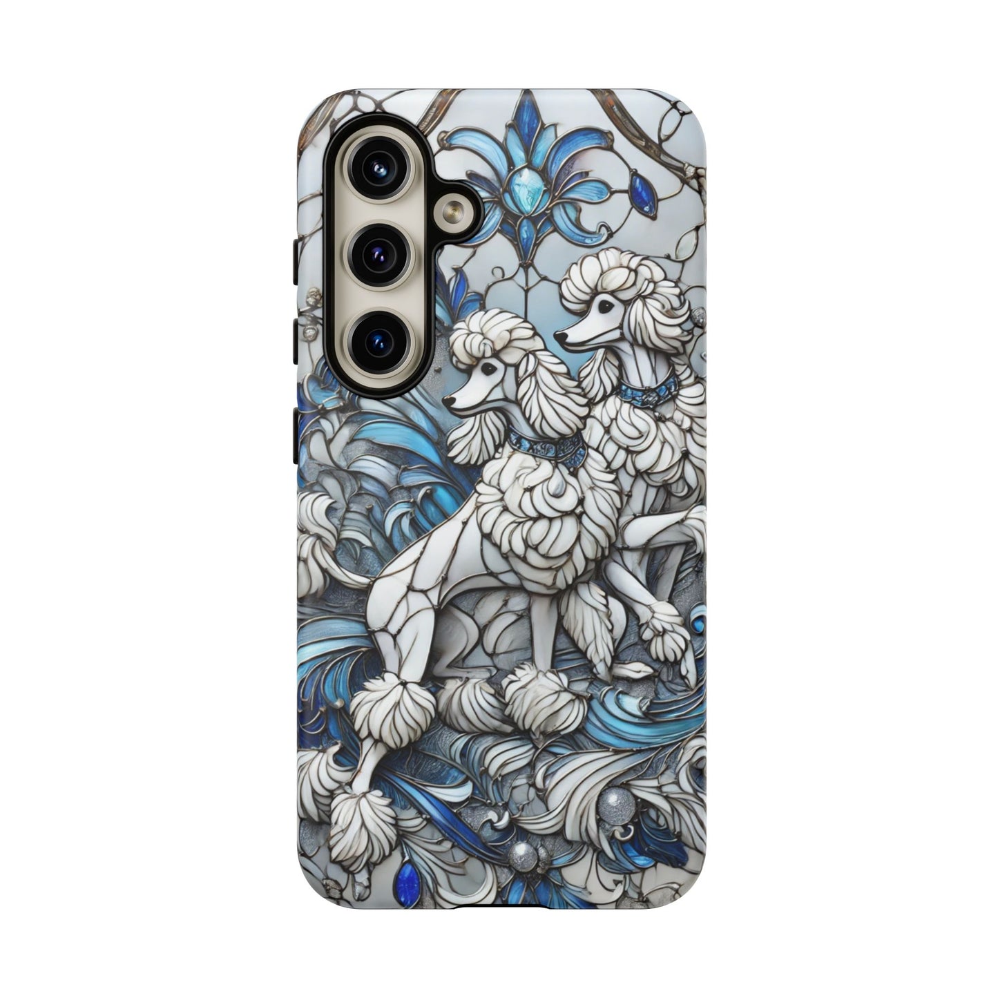 Phone Case - Elegant Blue and White Poodle Art for Samsung Phone