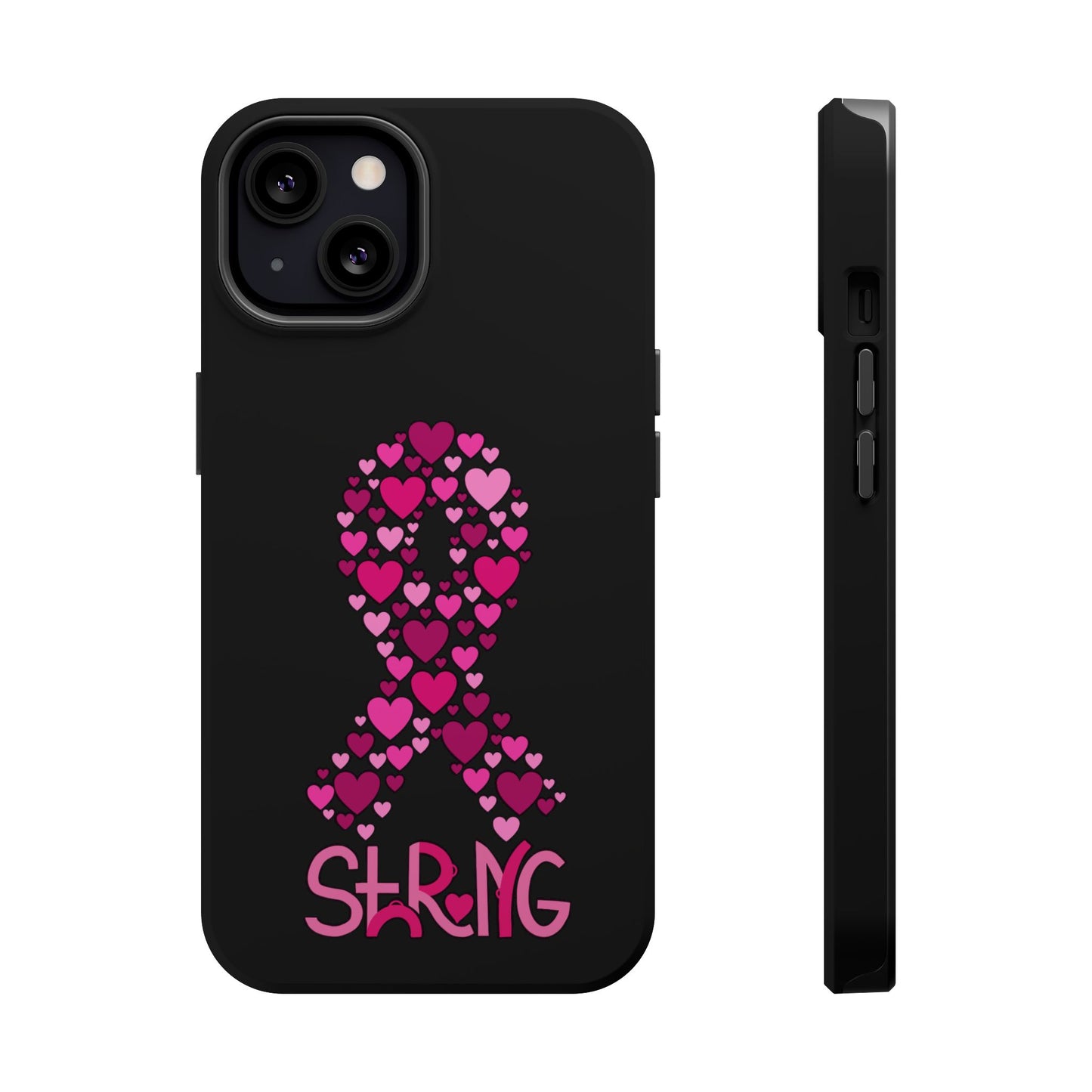 Pink Ribbon Magnetic Phone Case - Strong Heart Design, Cancer Awareness, Gift for Supporters for IPhone