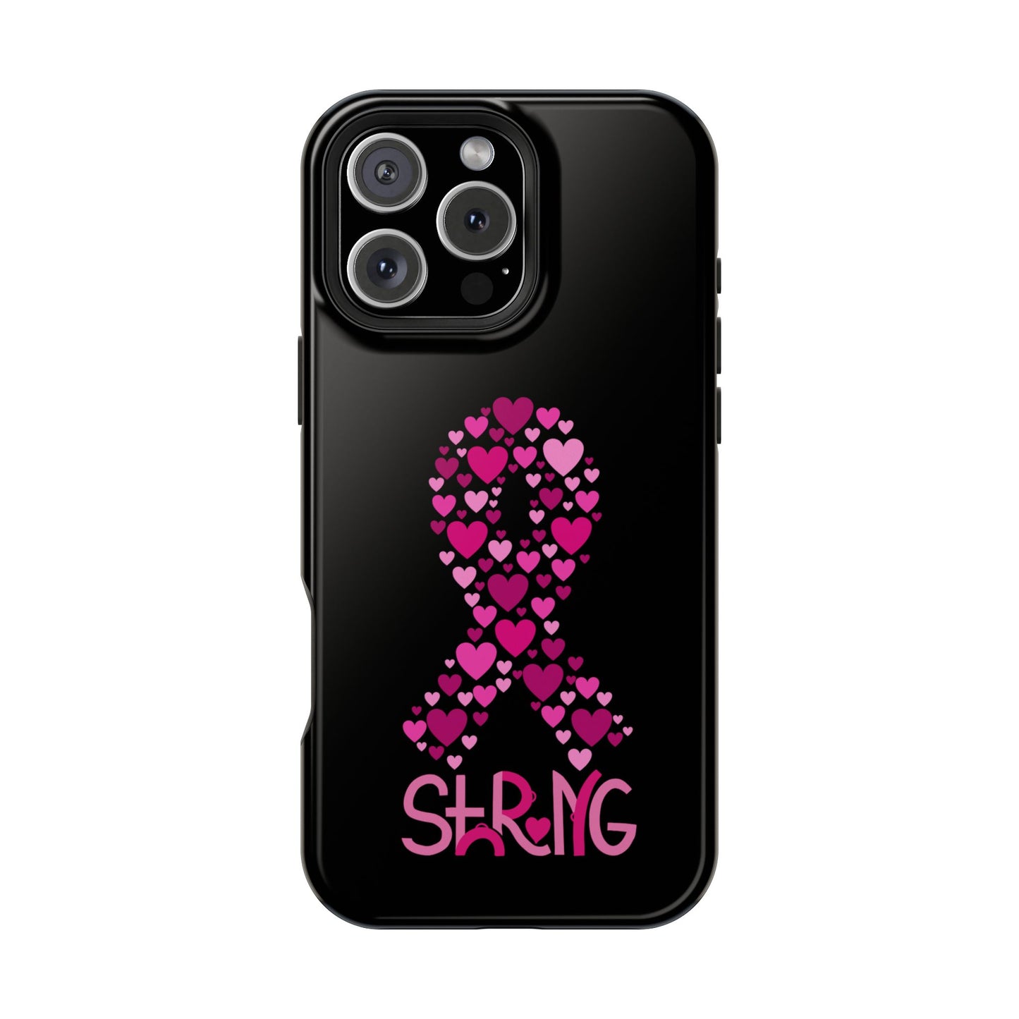Pink Ribbon Magnetic Phone Case - Strong Heart Design, Cancer Awareness, Gift for Supporters for IPhone
