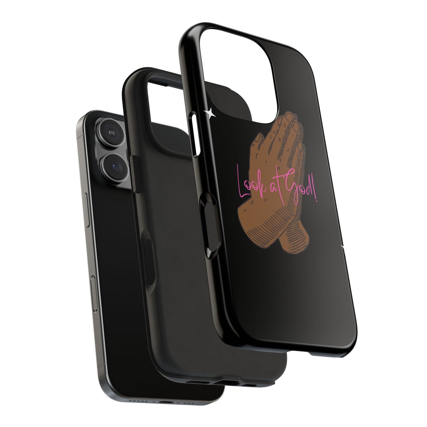 Phone Cases - 'Look at God' Praying Hands Religious Design Tough Case for iPhone