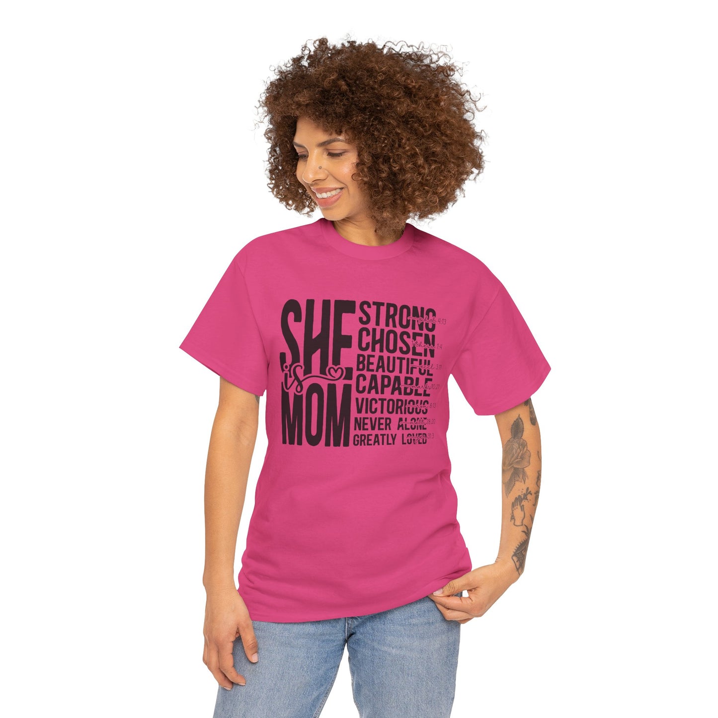 Empowering Mom T-Shirt - Strong, Chosen, Beautiful, Capable Design