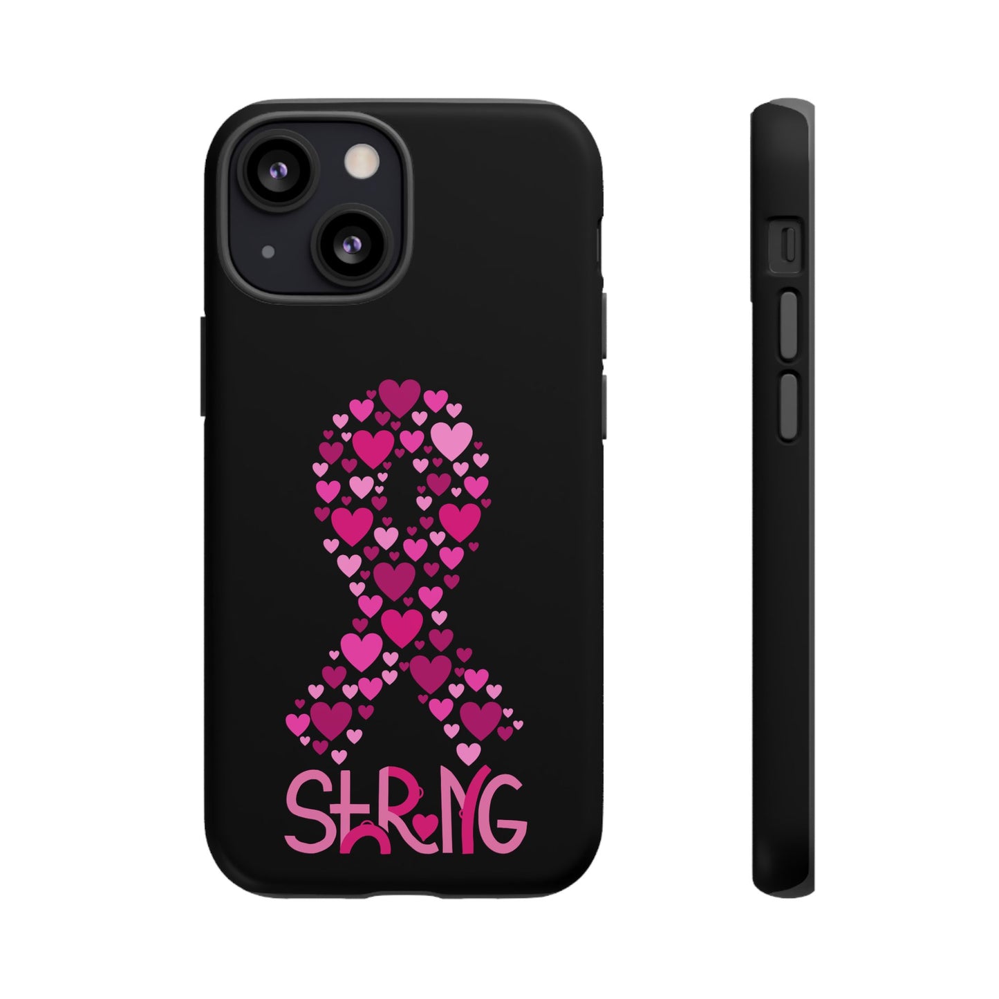 Pink Ribbon Phone Case - Strong Heart Design, Cancer Awareness, Gift for Supporters for IPhone