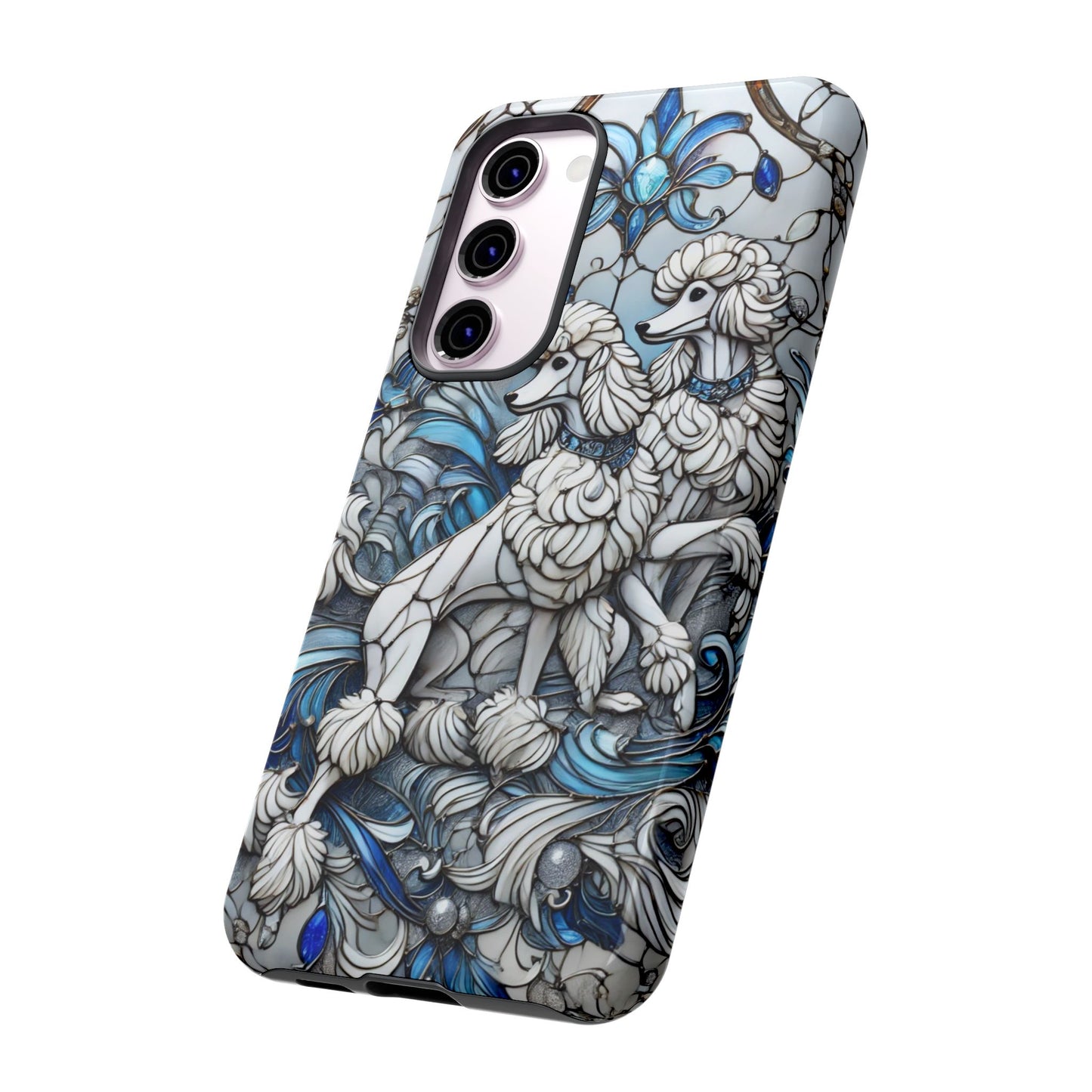 Phone Case - Elegant Blue and White Poodle Art for Samsung Phone