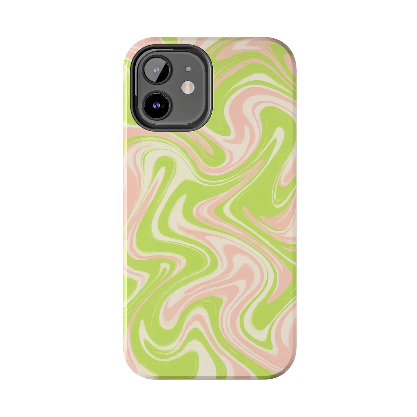 Pink & Green Stylish Tough Phone Case, Durable Protection, Gift for Friends, Colorful Marble Design