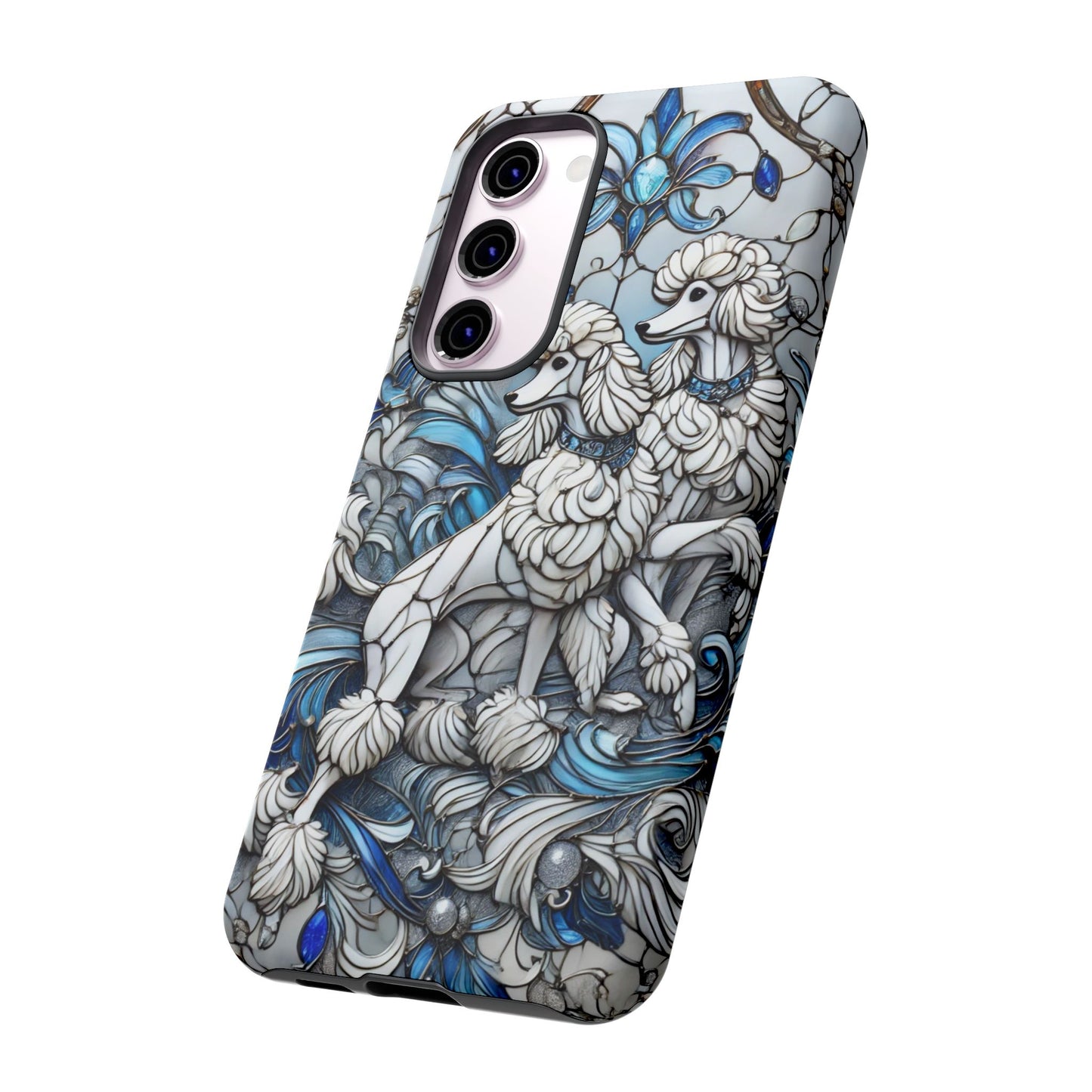 Phone Case - Elegant Blue and White Poodle Art for Samsung Phone