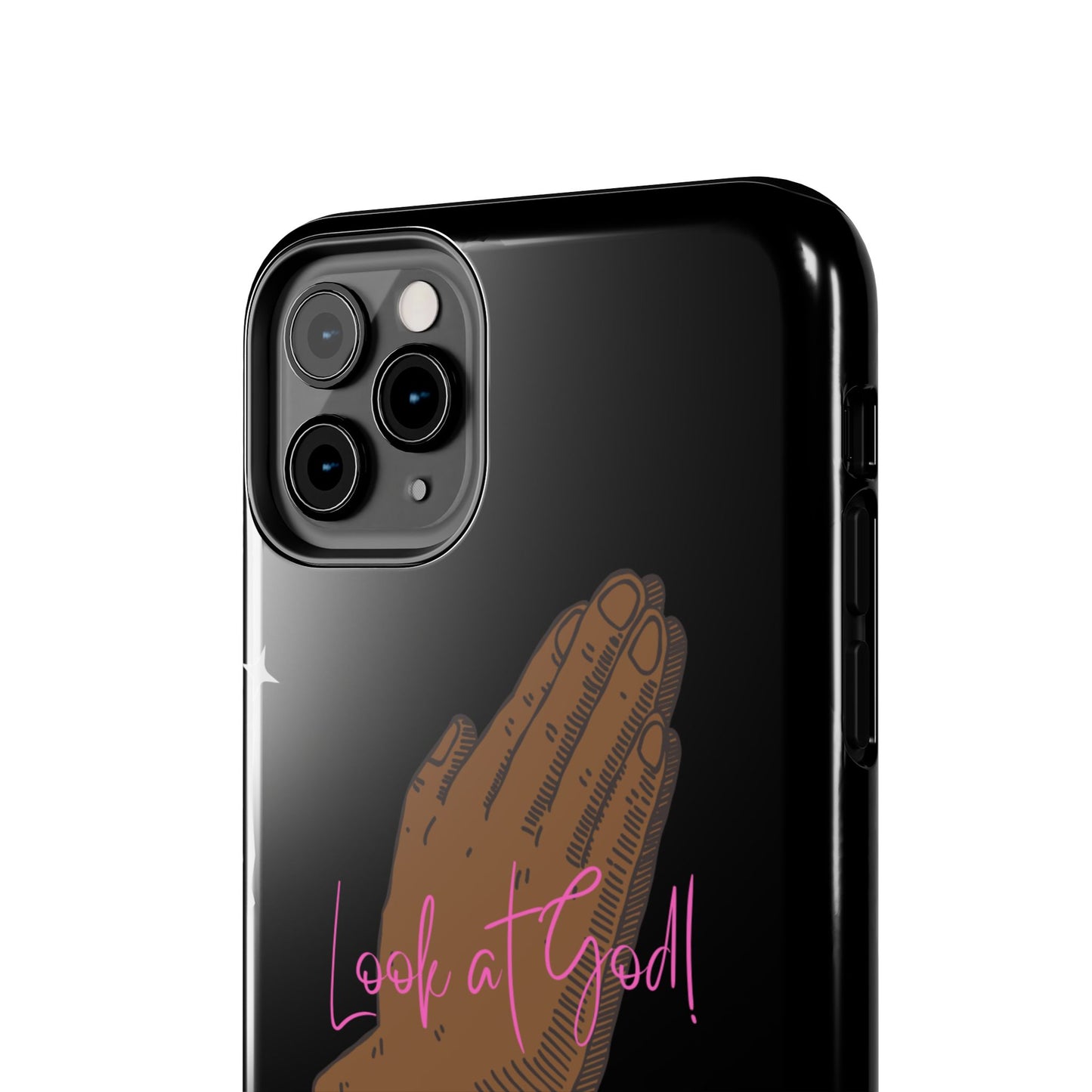 Phone Cases - 'Look at God' Praying Hands Religious Design Tough Case for iPhone