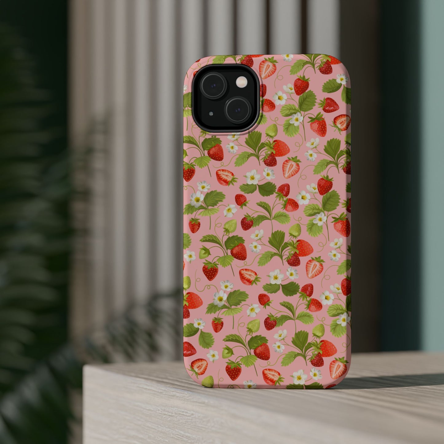 Strawberry Pattern Magnetic Phone Case, Fruit Lover’s Accessory, Cute Gift, Summer Vibe, Phone Protection