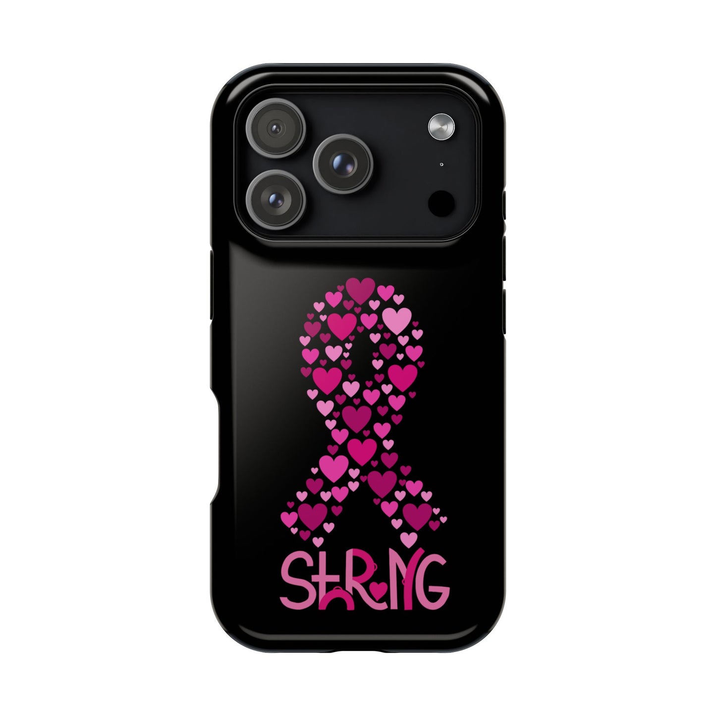 Pink Ribbon Magnetic Phone Case - Strong Heart Design, Cancer Awareness, Gift for Supporters for IPhone