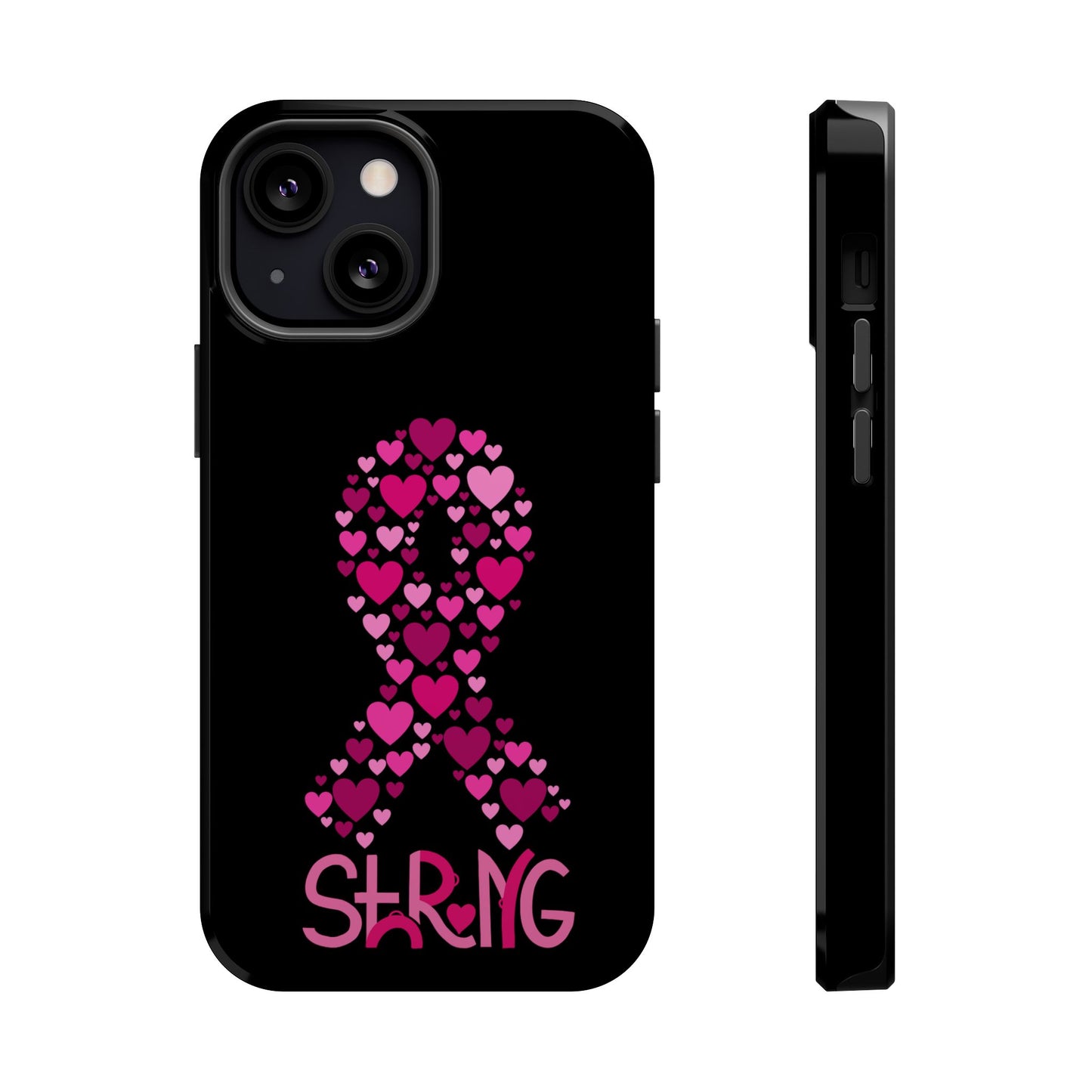 Pink Ribbon Magnetic Phone Case - Strong Heart Design, Cancer Awareness, Gift for Supporters for IPhone