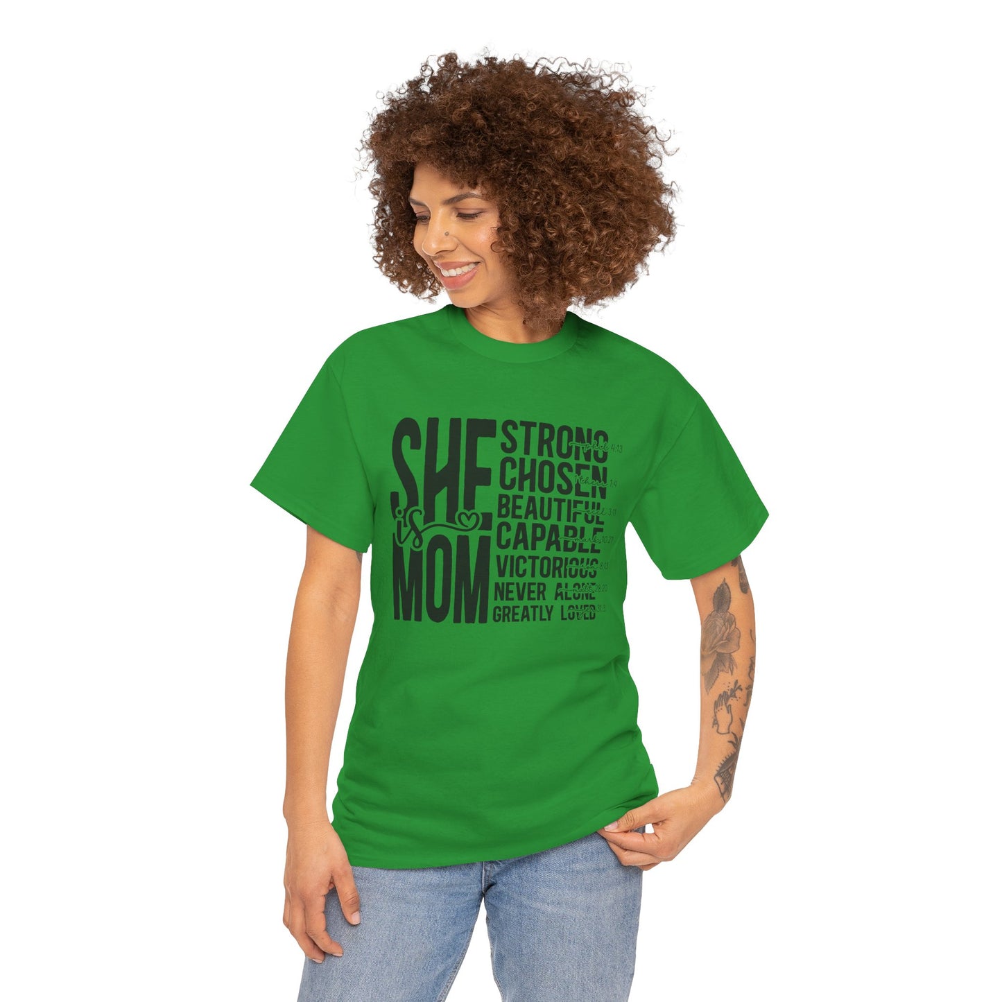Empowering Mom T-Shirt - Strong, Chosen, Beautiful, Capable Design