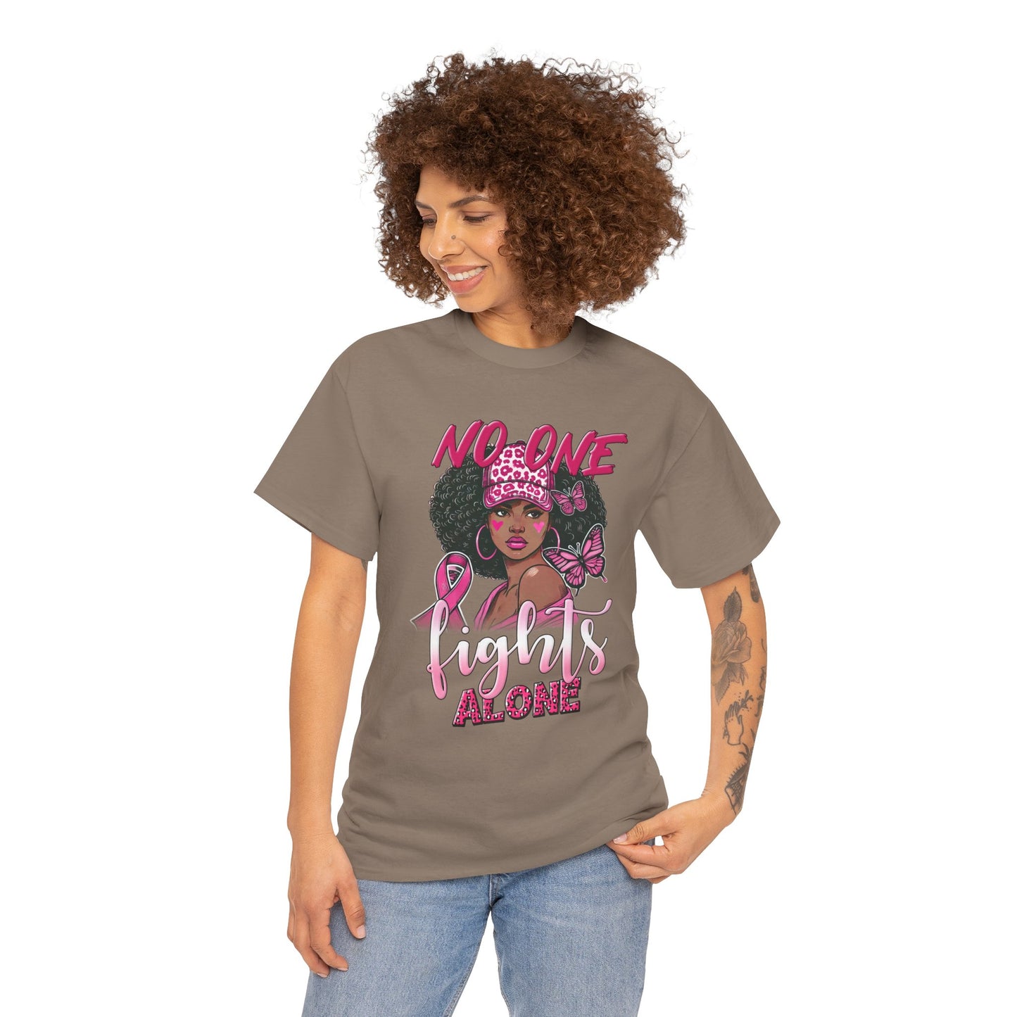 Empowerment Unisex Heavy Cotton Tee - "No One Fights Alone"