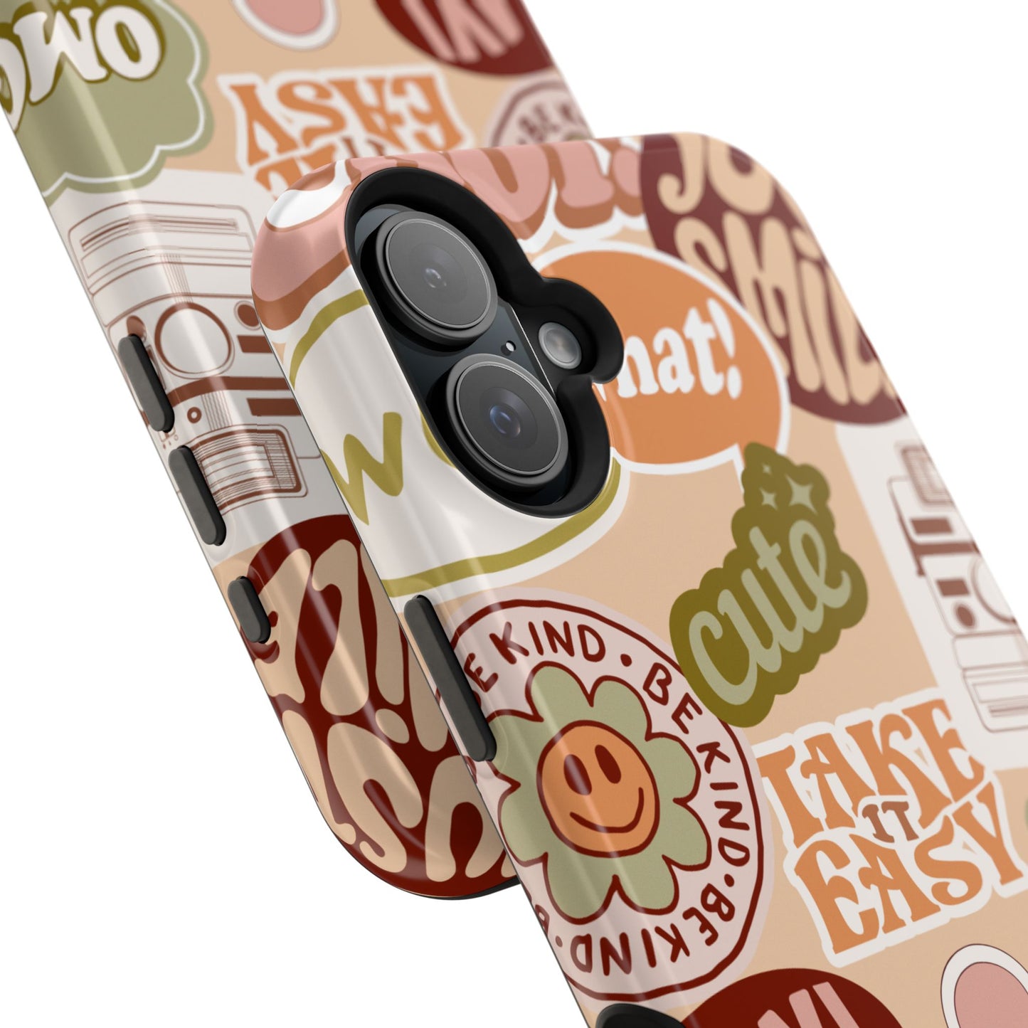 Cute Retro, Positive Affirmation Sticker Phone Case, Funky Phone Cover, Vibrant Design, Ideal Gift for Teens