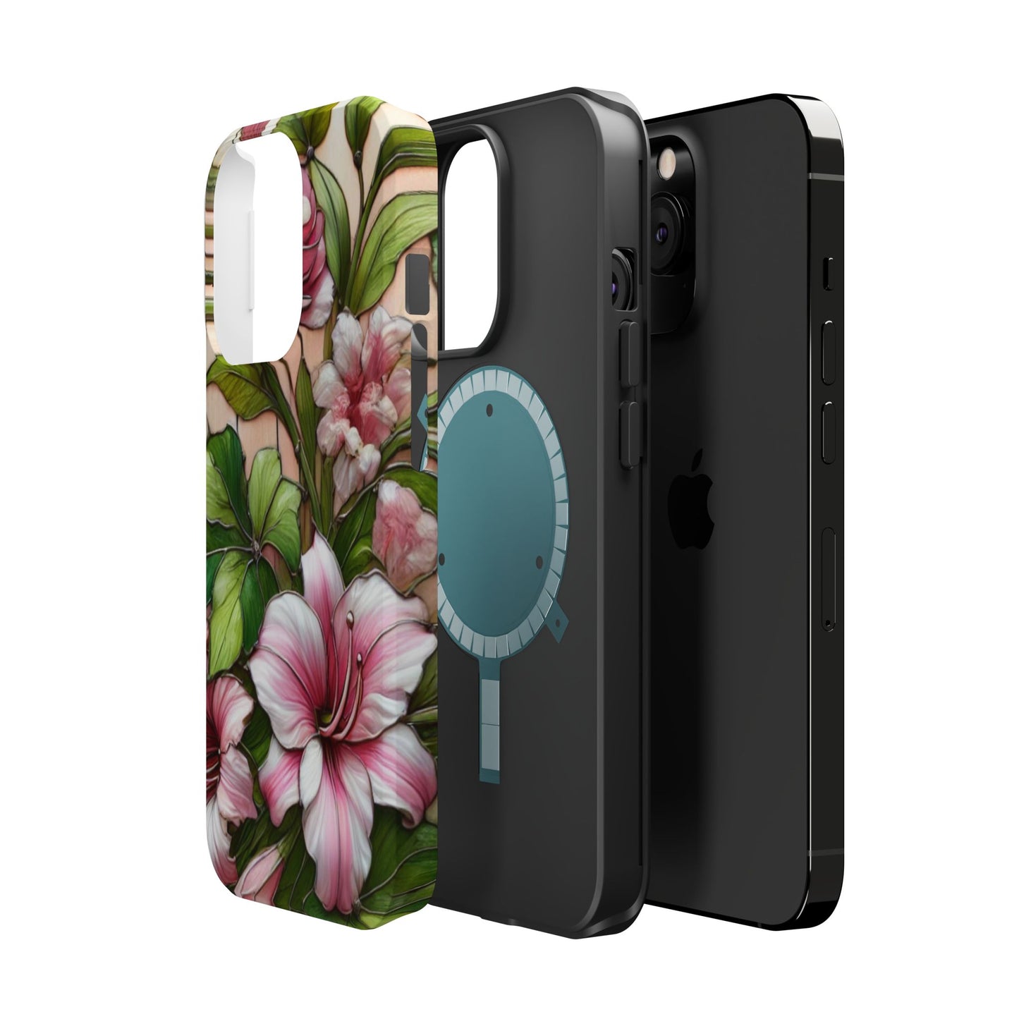 Elegant Pink & Green Floral MAGNETIC Tough Cases - Durable Phone Protection