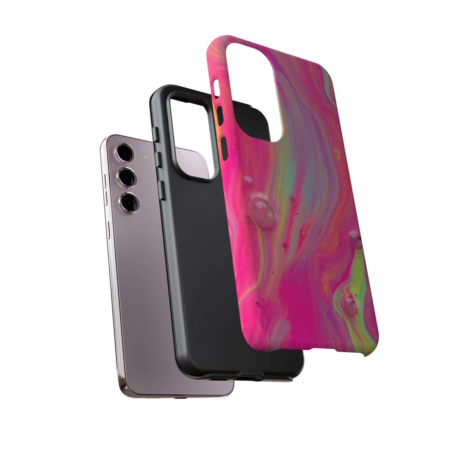 Pink Trendy Futuristic Tough Phone Case with Colorful Abstract Design for Samsung