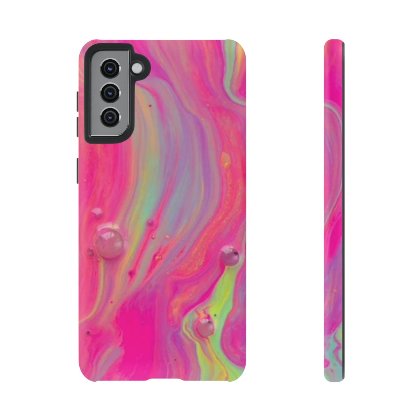 Pink Trendy Futuristic Tough Phone Case with Colorful Abstract Design for Samsung