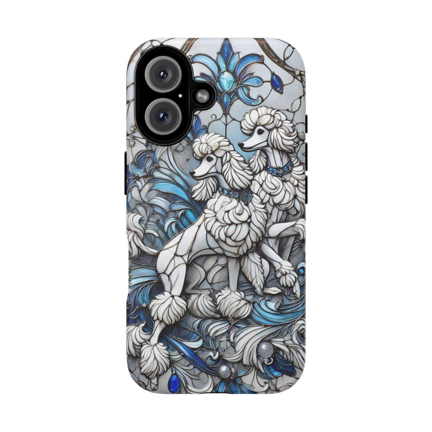 Phone Case - Elegant Blue and White Poodle Art for Samsung Phone