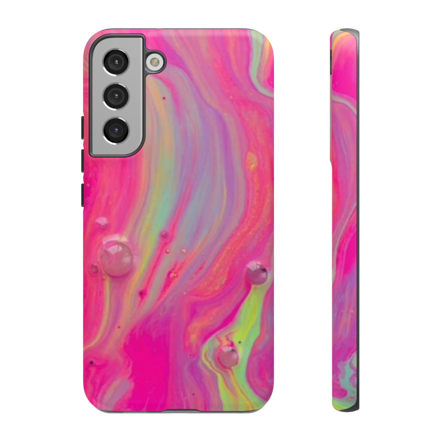 Pink Trendy Futuristic Tough Phone Case with Colorful Abstract Design for Samsung