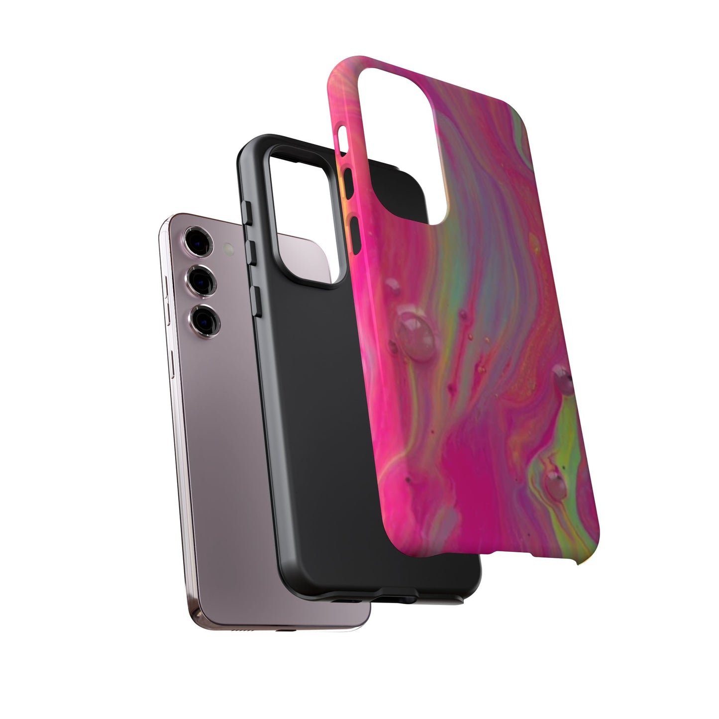 Pink Trendy Futuristic Tough Phone Case with Colorful Abstract Design for Samsung