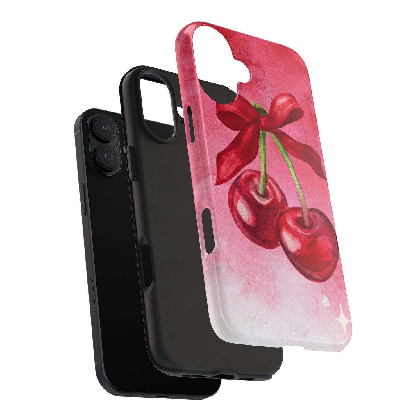Red Watercolor Cherry and Bow Phone Case