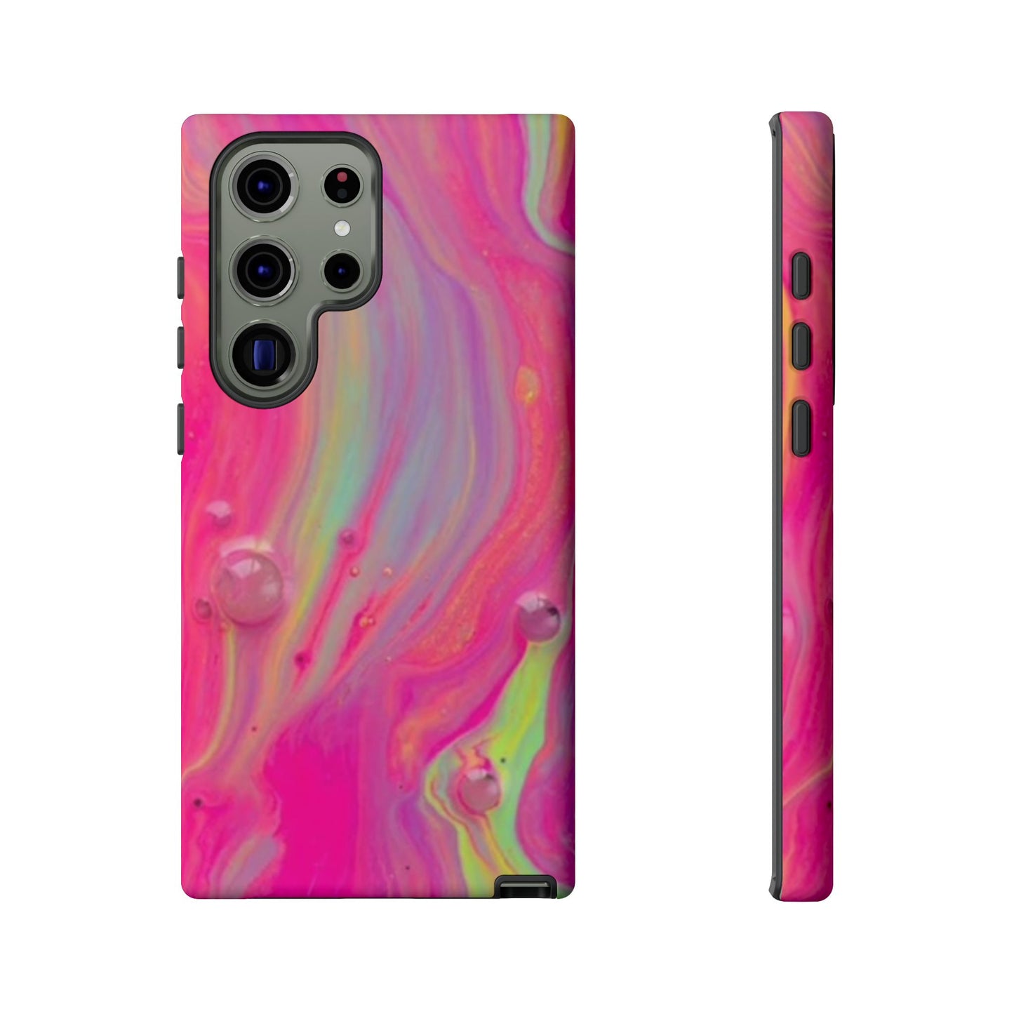 Pink Trendy Futuristic Tough Phone Case with Colorful Abstract Design for Samsung