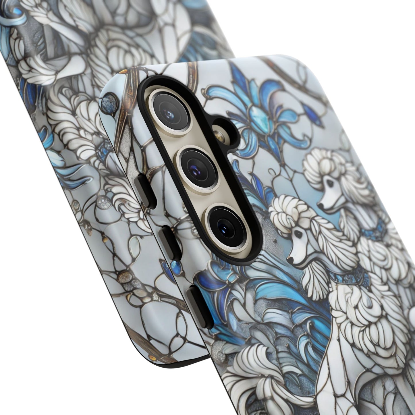 Phone Case - Elegant Blue and White Poodle Art for Samsung Phone
