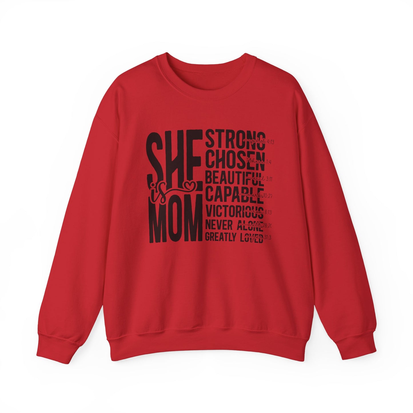 Inspirational Mom Crewneck Sweatshirt - Strong, Chosen, Capable Design
